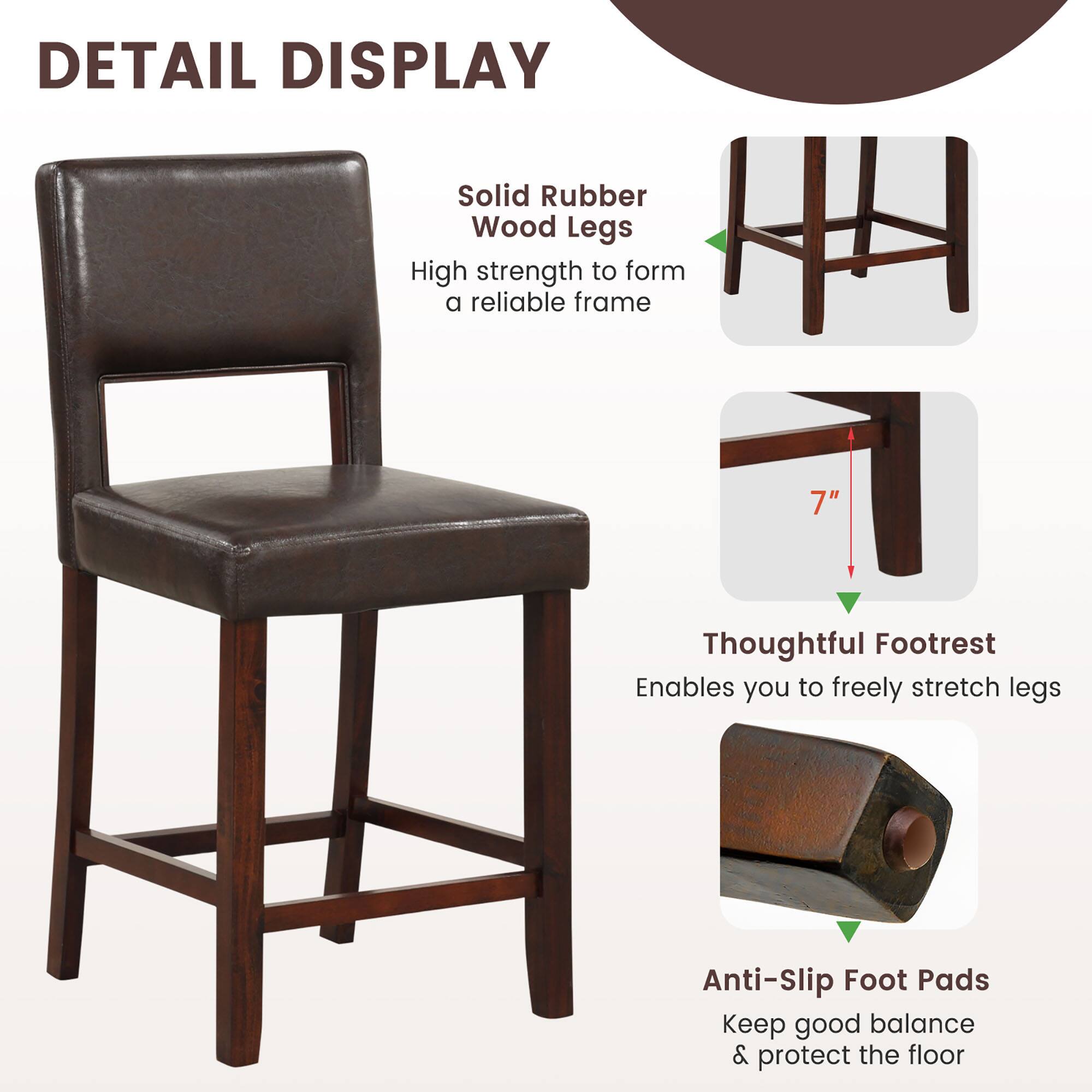 DETAIL DISPLAY
Solid Rubber Wood Legs
High strength to form a reliable frame
7"
Thoughtful Footrest
Enables you to freely stretch legs
Anti-Slip Foot Pads
Keep good balance & protect the floor