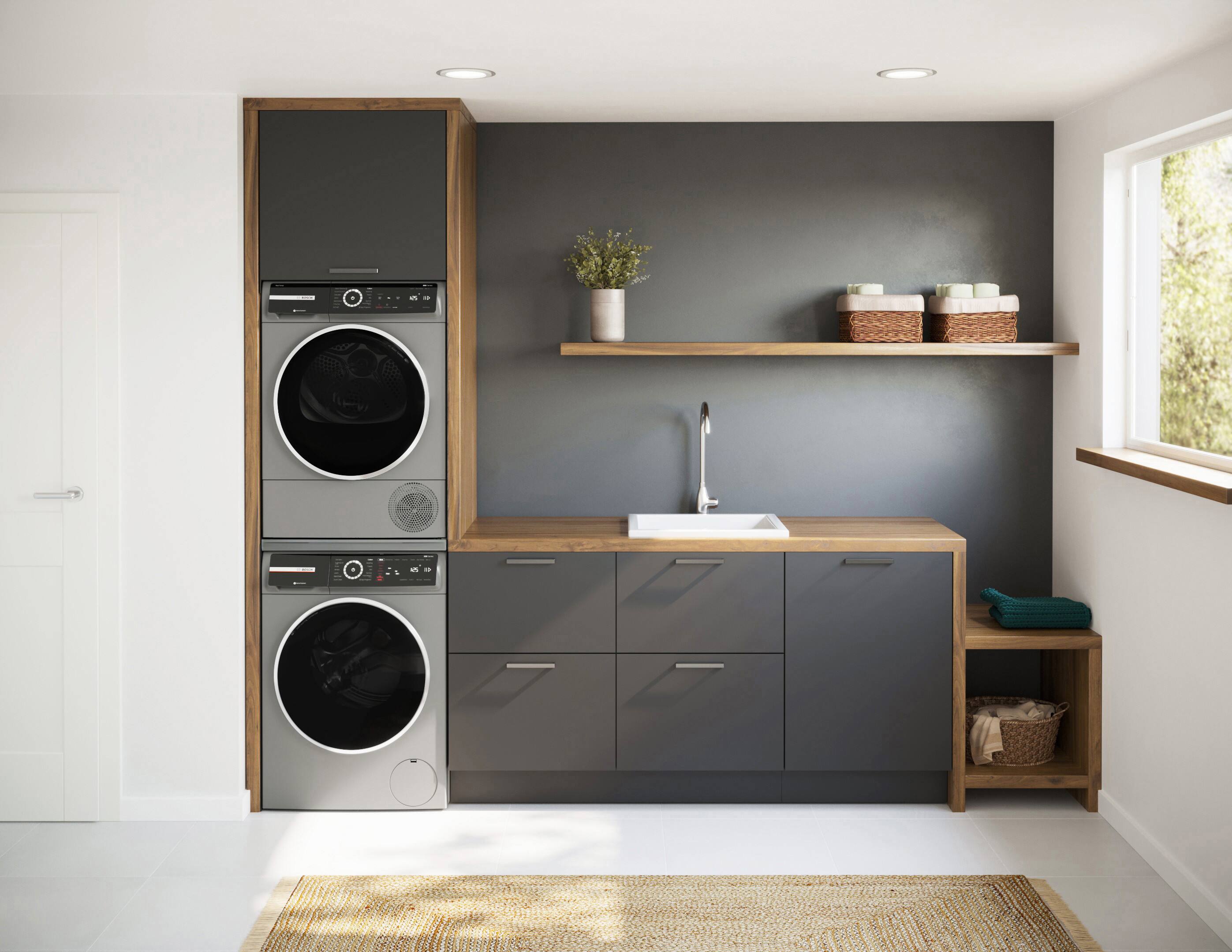 Alt View 6. Bosch - 800 Series 2.4 Cu. Ft. High-Efficiency Stackable Smart Front Load Washer with Steam and 4D Wash System - Pearl steel.