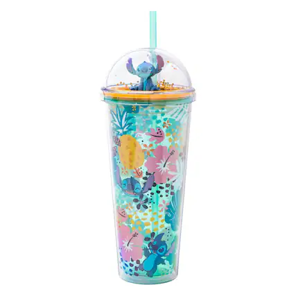 Front. Disney - Disney Lilo & Stitch Aloha 24oz Dome Top Travel Tumbler With Straw - Blue.