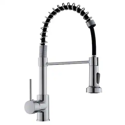 Front. Boyel Living - Silver Style Single Handle Pull Down Sprayer Kitchen Faucet - Chrome.