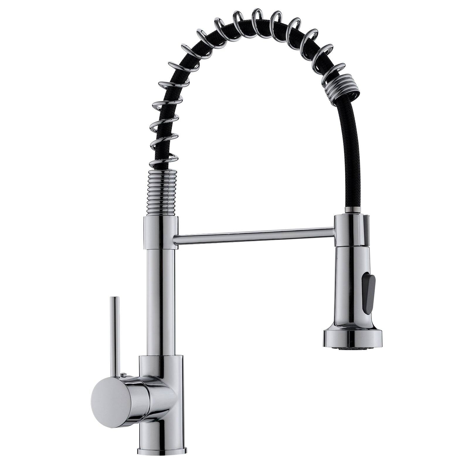 Front. Boyel Living - Silver Style Single Handle Pull Down Sprayer Kitchen Faucet - Chrome.