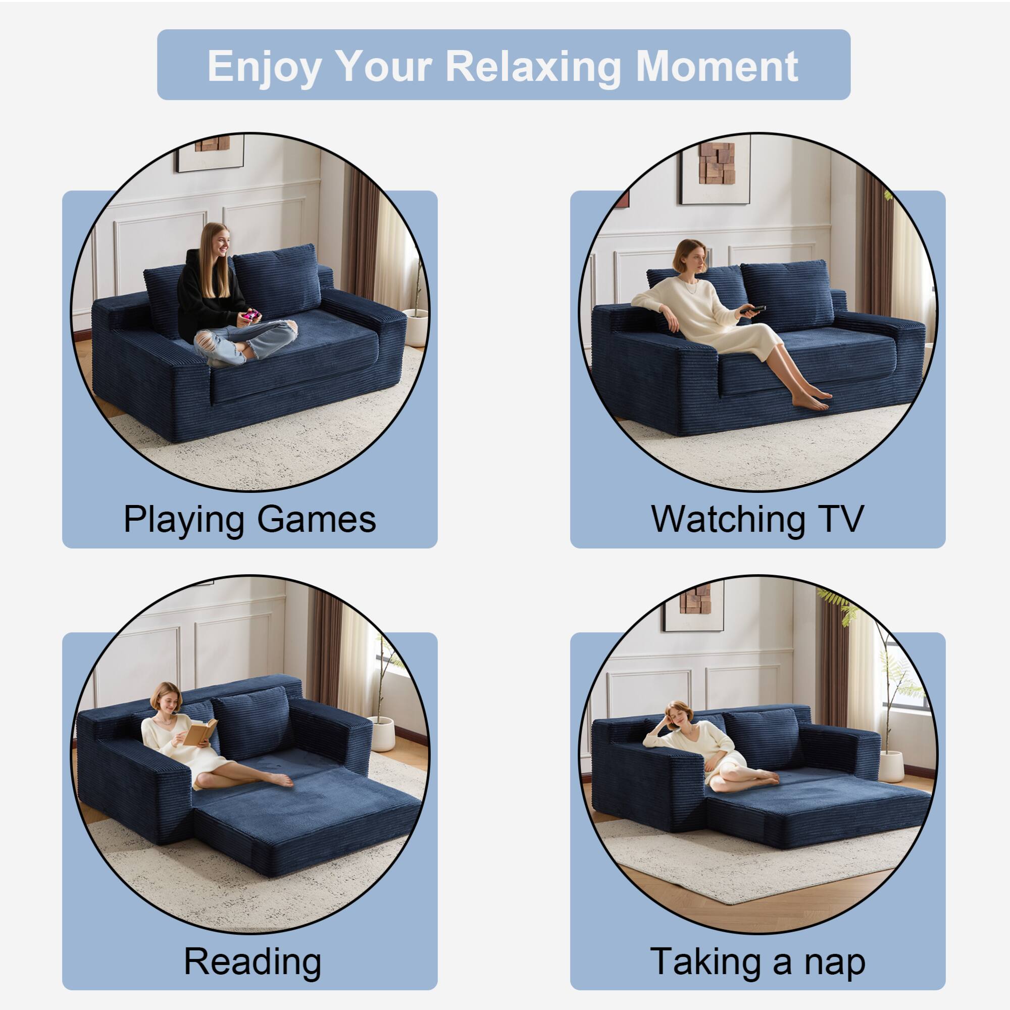 Enjoy Your Relaxing Moment

Playing Games

Watching TV

Reading

Taking a nap