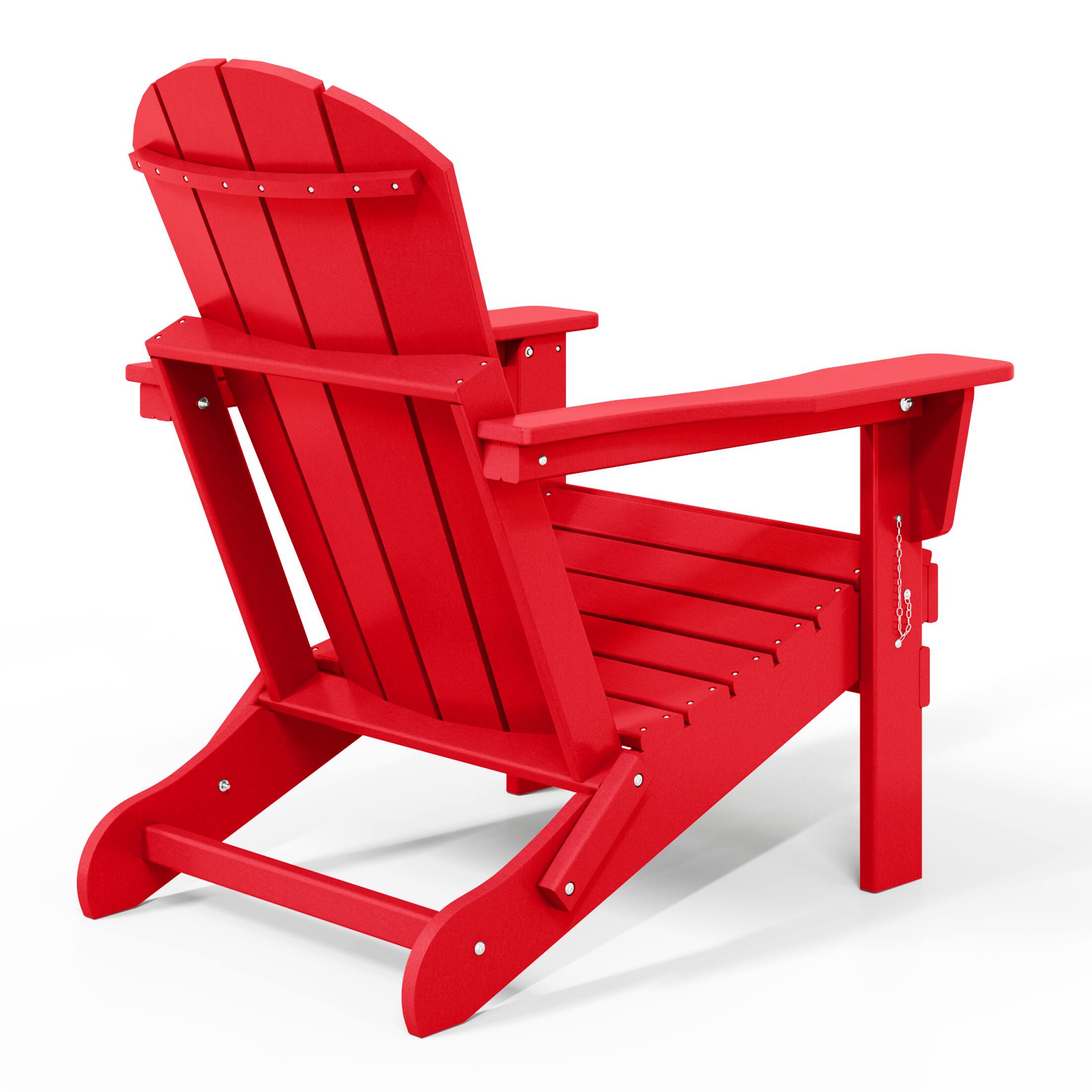 Back. WestinTrends - WestinTrends Malibu Outdoor HDPE Folding Poly Adirondack Chairs (Set of 4) - Red.