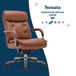 La-Z-Boy - La-Z-Boy® Sonata Executive Office Chair with Padded Arms, Bonded Leather - Cognac