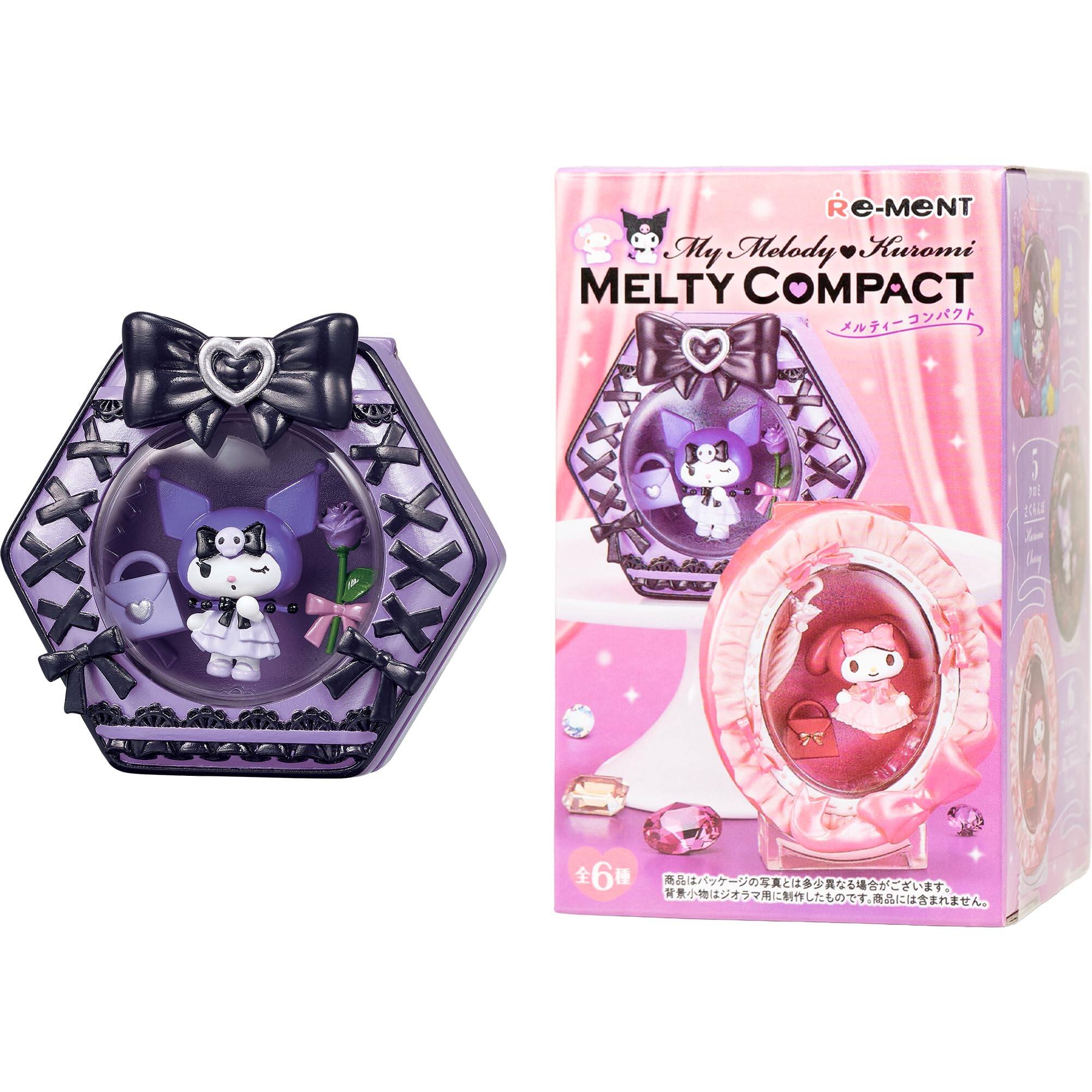 Hamee RE-MENT Hello Kitty and Friends Sanrio Diorama Mini Collectible Figure My Melody Kuromi Melty Compact (Blind Box)