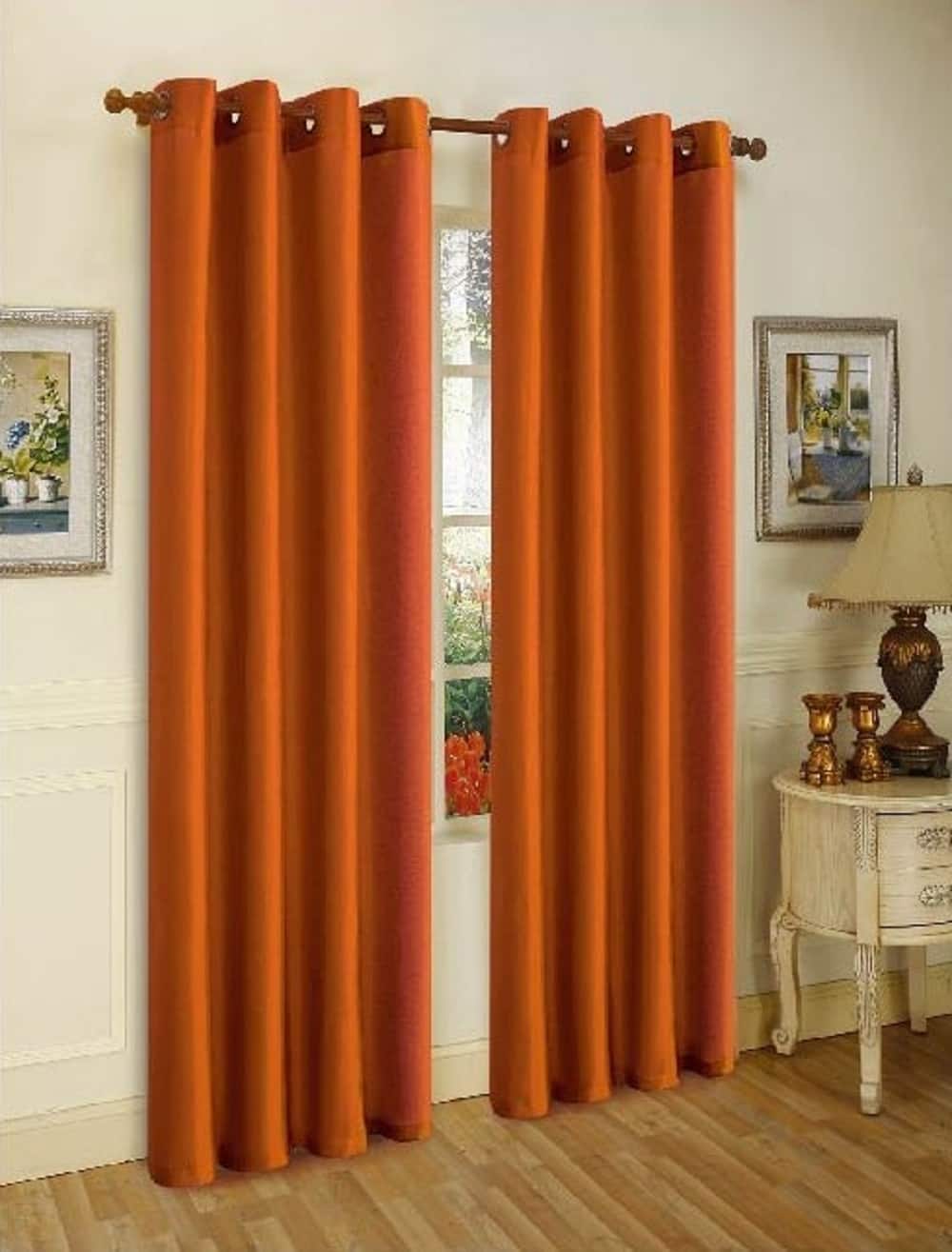 "J&V TEXTILES - 2 Panels Solid Grommet Faux Silk Window Curtain Drapes Treatment 58"" Wide and 84"" Length - 2-MIRA BRICK" price history on PriceWatchPro