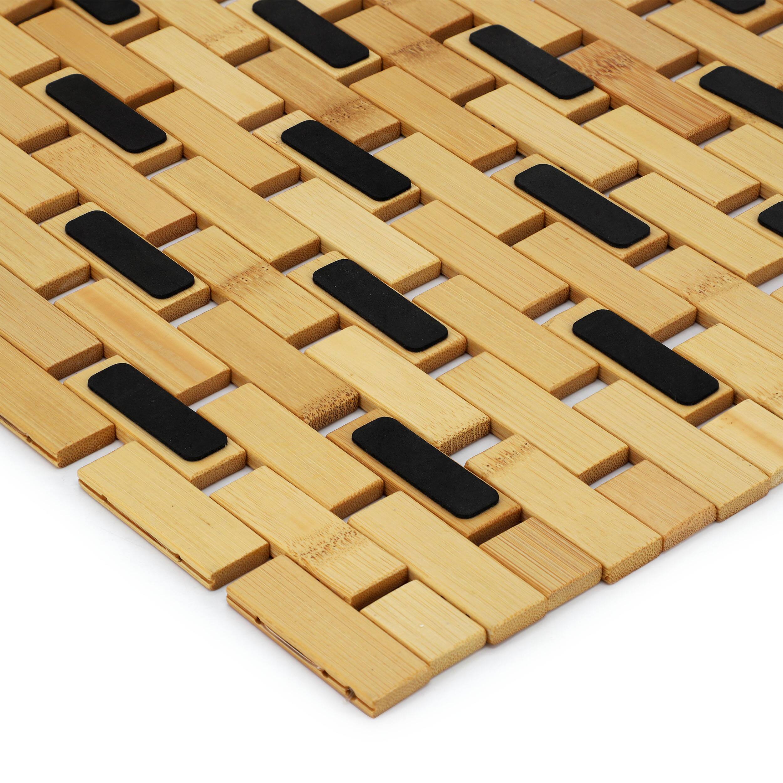 Alt View 3. MegaChef - MegaChef Bamboo Wood 16.25 x 24.5 Inch Rectangle Bathroom Mat - Brown.