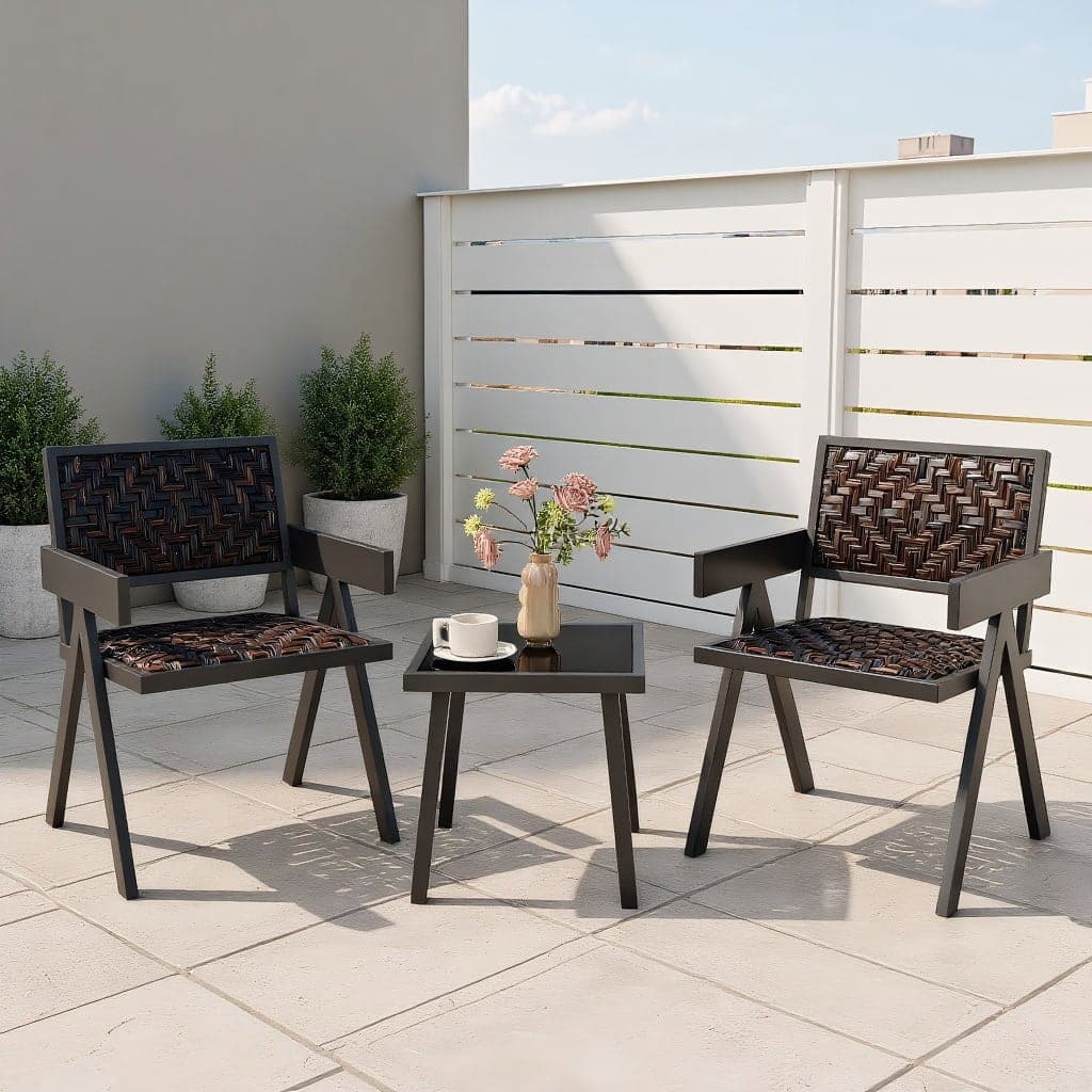 Kadyn - Patio Furniture Sets,Outdoor & Patio Furniture Sets,3 Pieces Patio PE Wicker Bistro Set with Quick-Drying Foam - Black