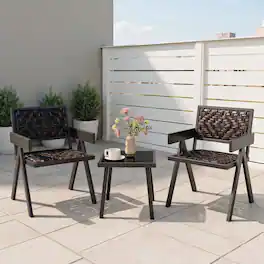 Kadyn - Patio Furniture Sets,Outdoor & Patio Furniture Sets,3 Pieces Patio PE Wicker Bistro Set with Quick-Drying Foam - Black