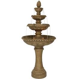 Sunnydaze - Electric Eggshell Resin Outdoor 4-Tier Water Fountain - Light Brown