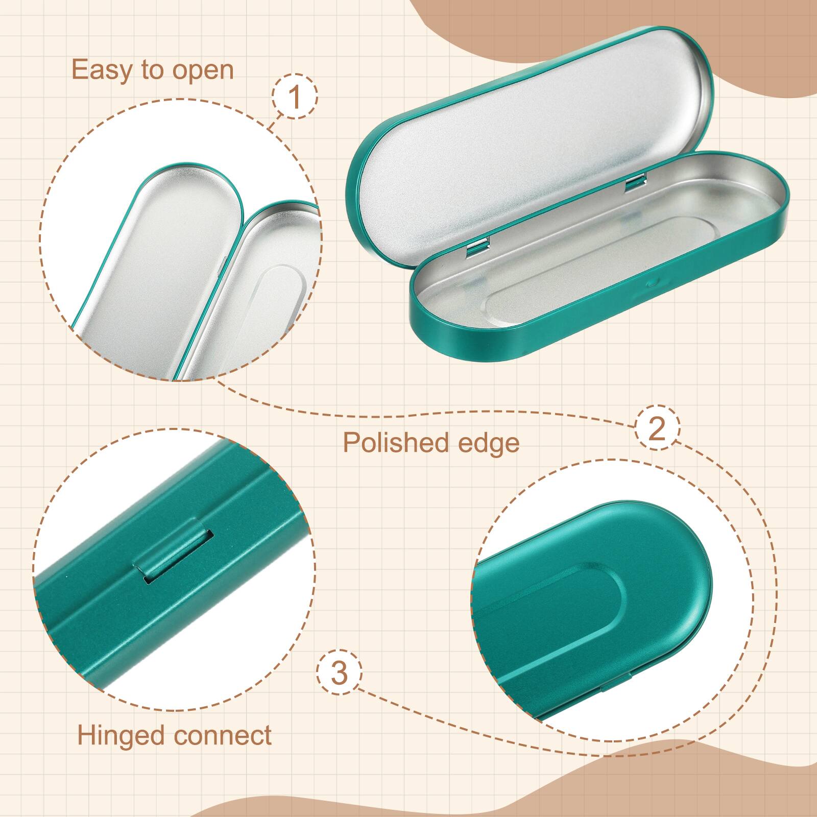 Unique Bargains 2pcs Metal Tin Box, 6.9x2.4x0.7