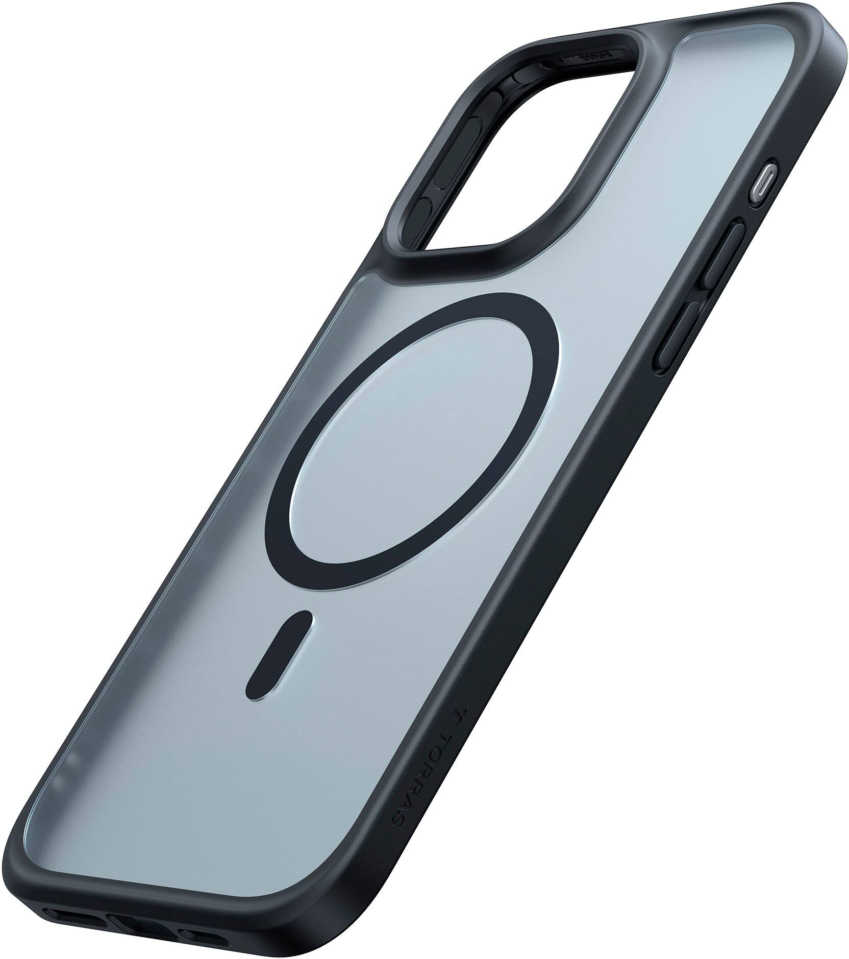 Alt View 11. TORRAS - Guardian Magnetic Military Grade Drop Tested & Compatible MagSafe slim Frosted Case designed for Apple iPhone 15 Pro Max - Black.
