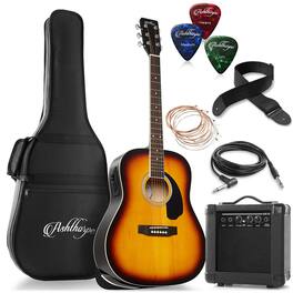 Ashthorpe - 41-in Dreadnought Acoustic Electric Guitar with 10 Watt Amp - Sunburst