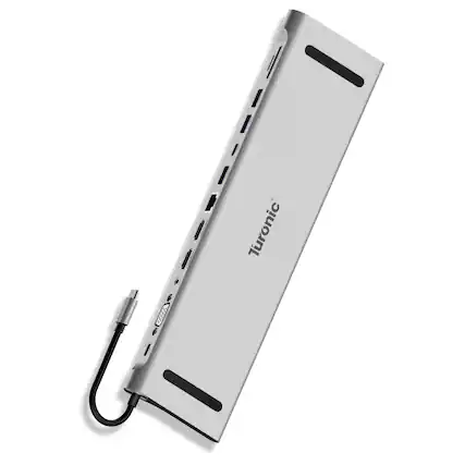 Front. Turonic - Turonic BYL-2003U2 Universal Docking Station 12-in-1 USB-C Hub, 100W PD, Dual HDMI™ 4K@30Hz, VGA, Ethernet - Silver.
