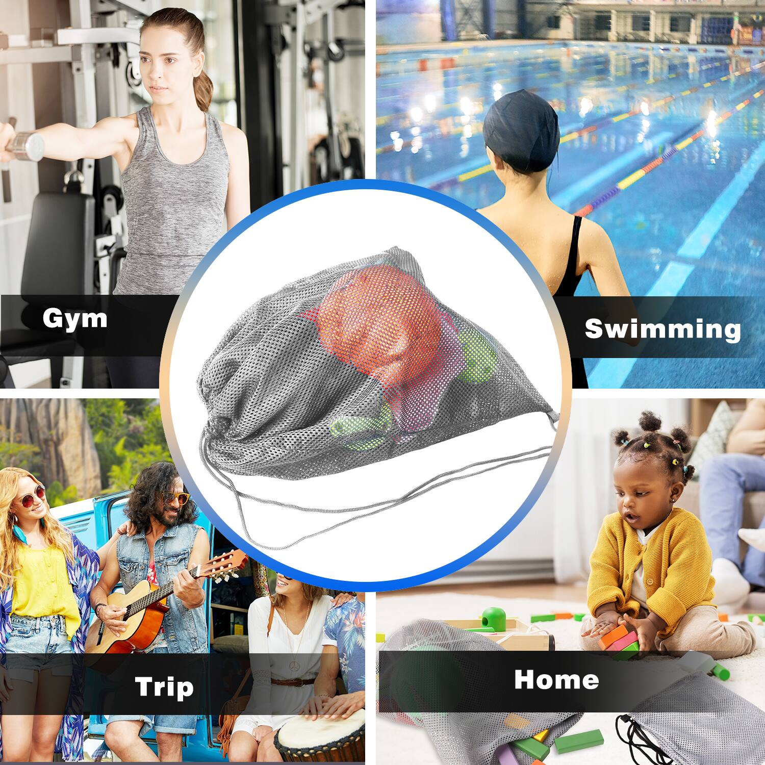 Gym, Swimming, Trip, Home