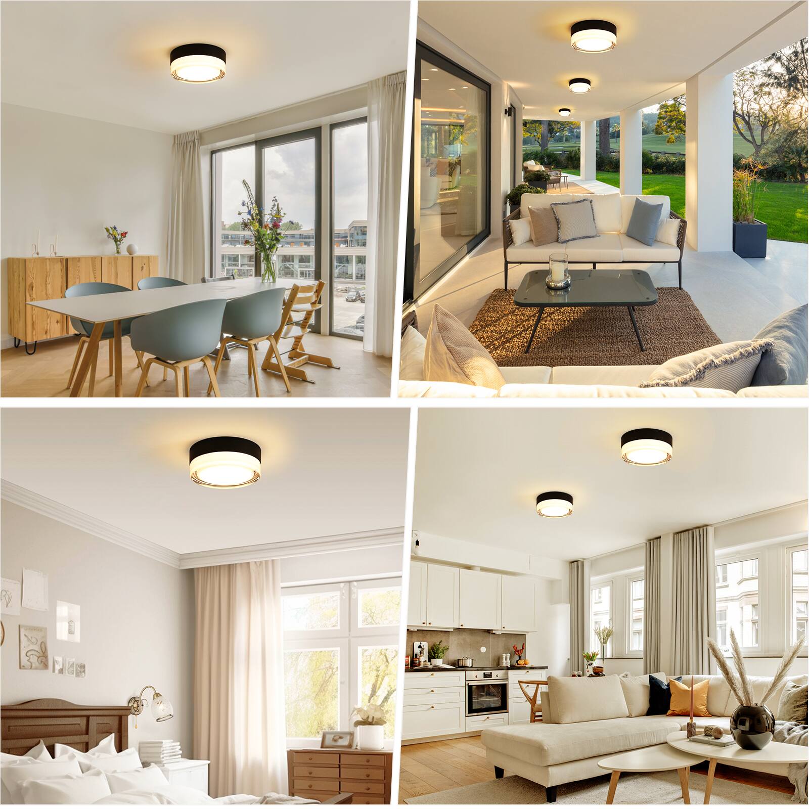 Alt View 4. Sofucor - 4PC 6'' Modern Flush Mount Ceiling Light Fixture LED Ceiling Lamp Pendant Chandelier Flush Mount LED Fixture For Bedroom - Black.