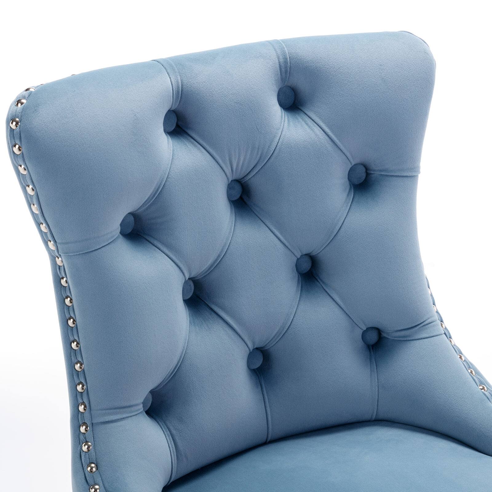 Alt View 6. APRILSOUL - 26 Counter Height Bar Stools Set of 2 Modern Velvet Button Back Rivet Trim Light Blue 2 Pack - Blue.