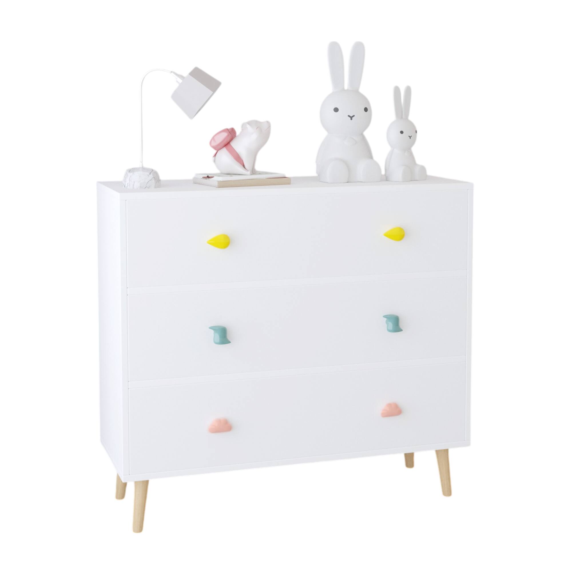 Alt View 4. Z-Edge - Kids 3 Drawer Dresser, Baby Nightstand for Bedroom, Storage Cabinet for Toddler Child for Living Room, Toddler Room - White.