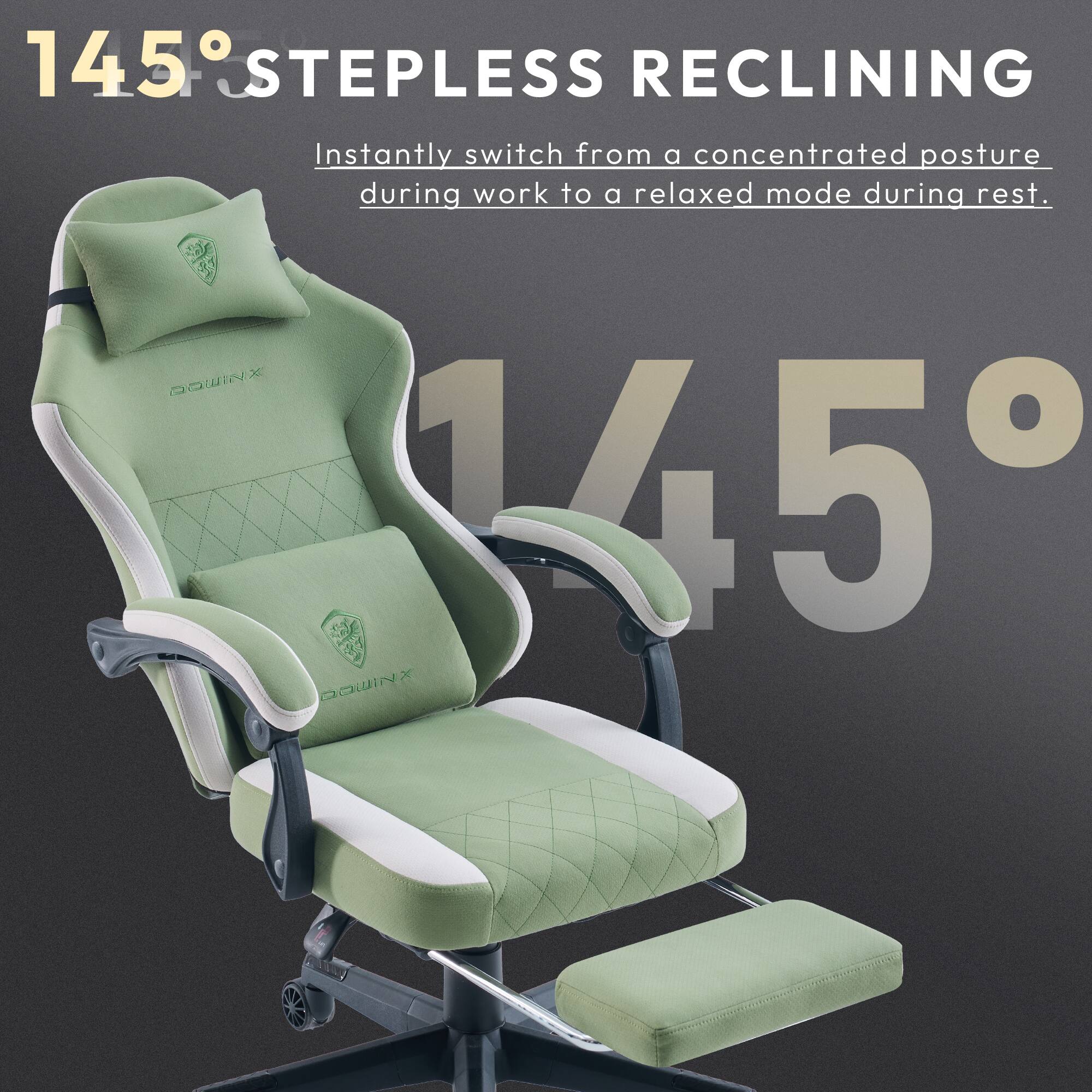 Dowinx Fabric Gaming Chair, Ergonomic Computer Chair with Footrest