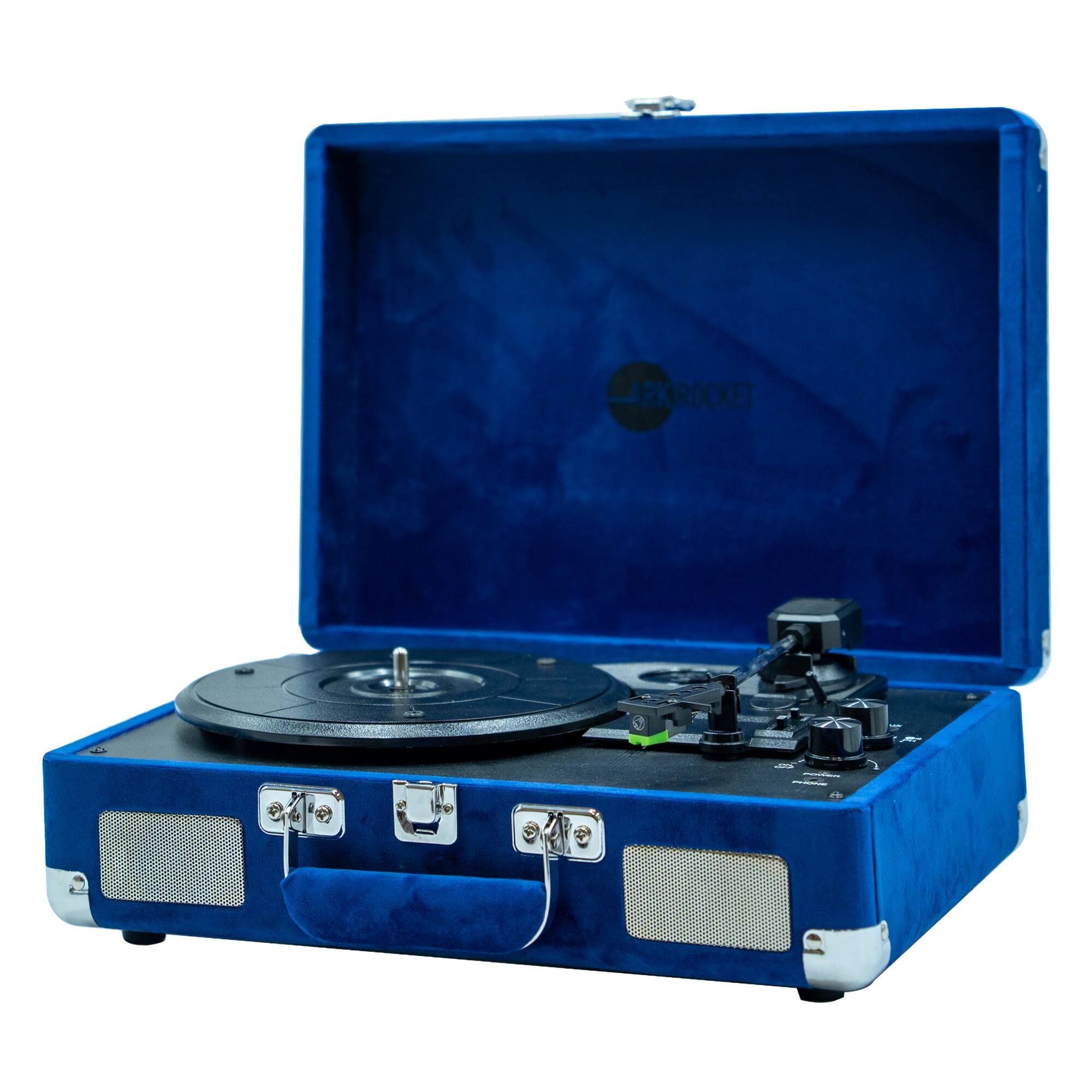 Angle. Arkrocket - Arkrocket Curiosity III Suitcase Bluetooth Record Player Turntable built-in Speakers (Klein Blue Velvet) - Klein Blue Velvet.