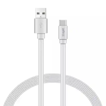 Front. Xyst - Charge and Sync USB to USB-C Flat Cable 4Ft - White.