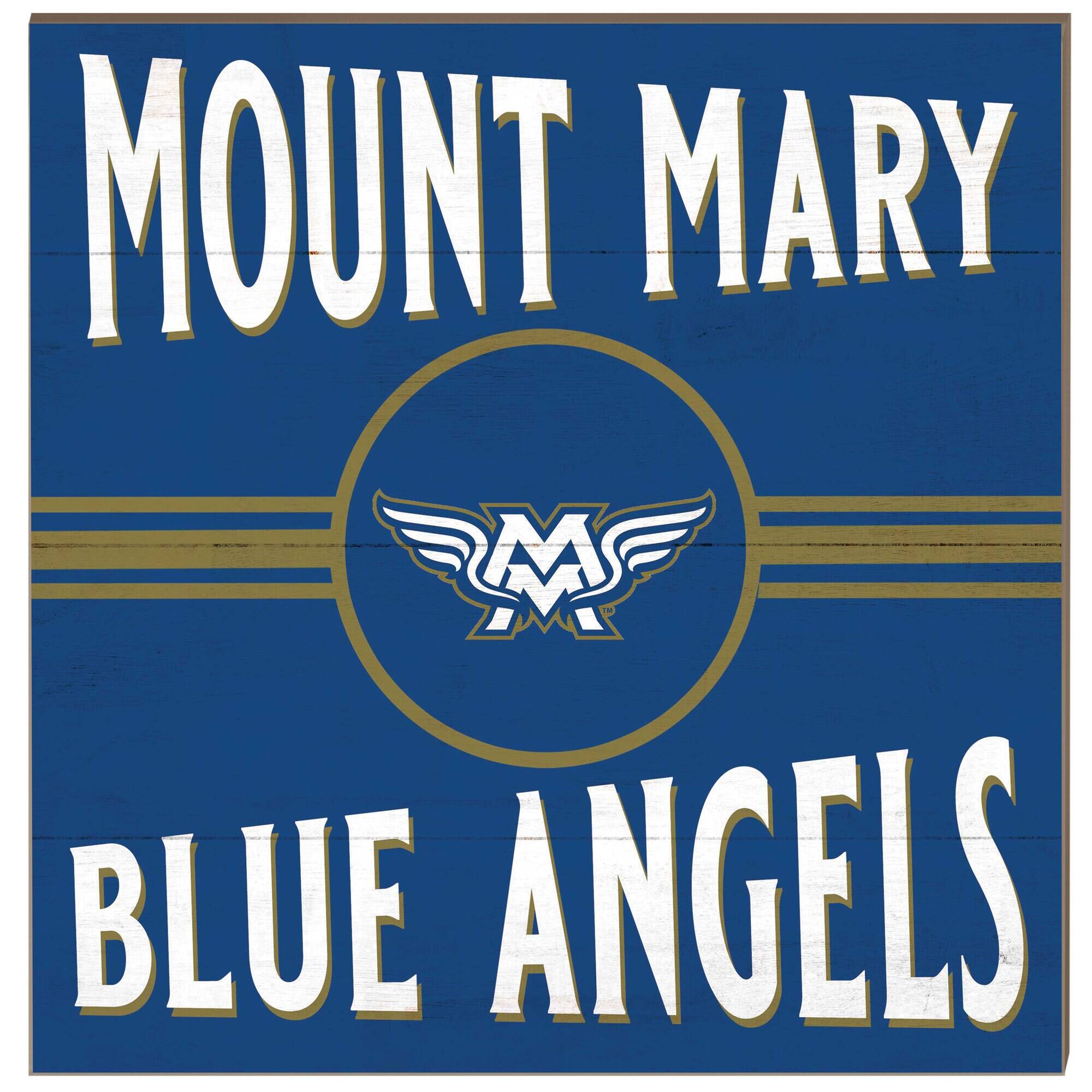 Mount Mary Blue Angels 10'' x 10'' Retro Team Sign