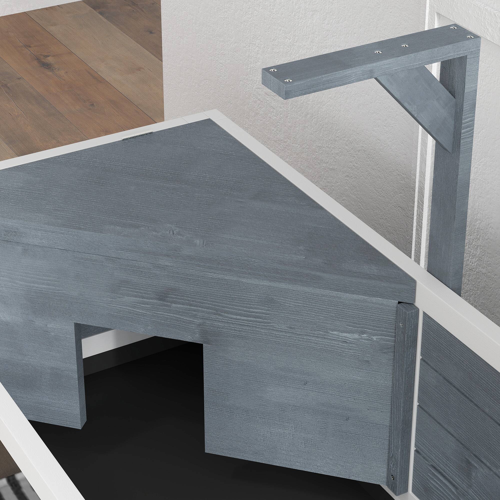 Alt View 5. Pawhut - Tortoise Habitat with Storage Shelf, Wooden Enclosure, Clear Windows, Lamp Holder, Openable Top, Built-in Tray.