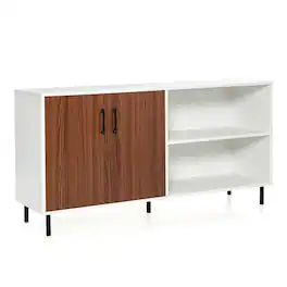 Gymax - Modern Buffet Sideboard Kitchen Storage Cabinet w/ 2 Doors & Open Compartments - Walnut,White
