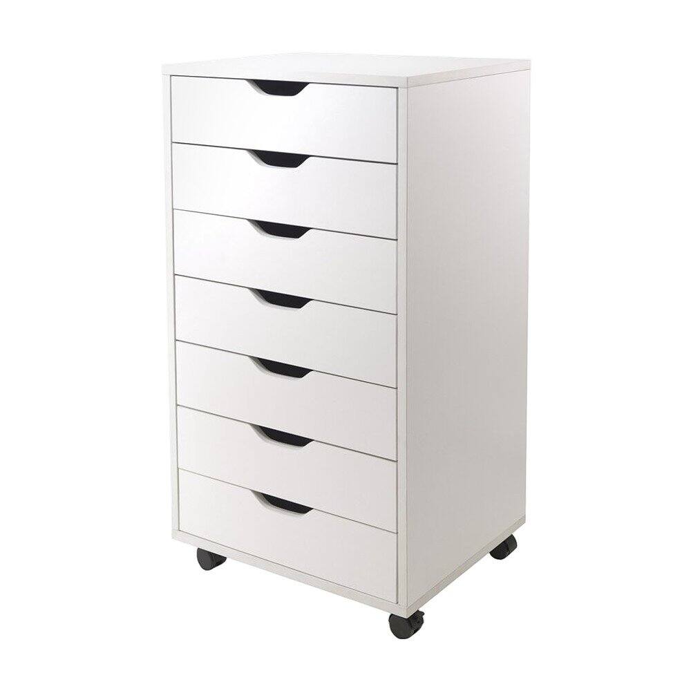 Alt View 1. FurniFact - Composite Wood Rolling Storage Cabinet with Easy-Glide Drawers on Casters - White.