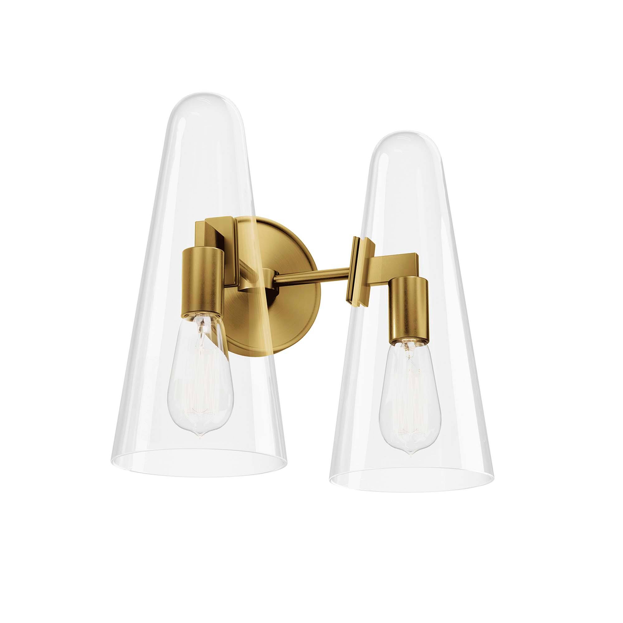 Angle. Modway - Beacon 2-Light Wall Sconce by Modway - Clear Satin Brass.