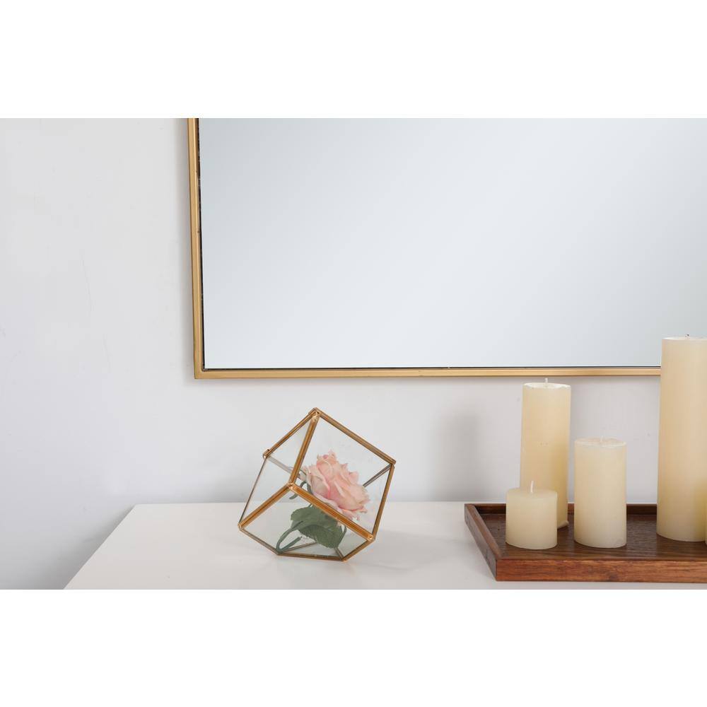 Angle. Elegant Decor - Metal frame rectangle mirror 30 inch in Brass - Brass.
