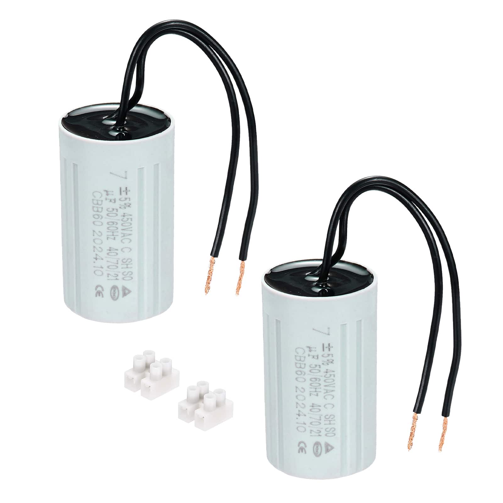 Unique Bargains - 2pcs 7uF CBB60 Running Capacitor, AC 450V 2 Wires 50/60Hz Cylinder 60x35mm for Water Pumps, Washing Machines - Gary