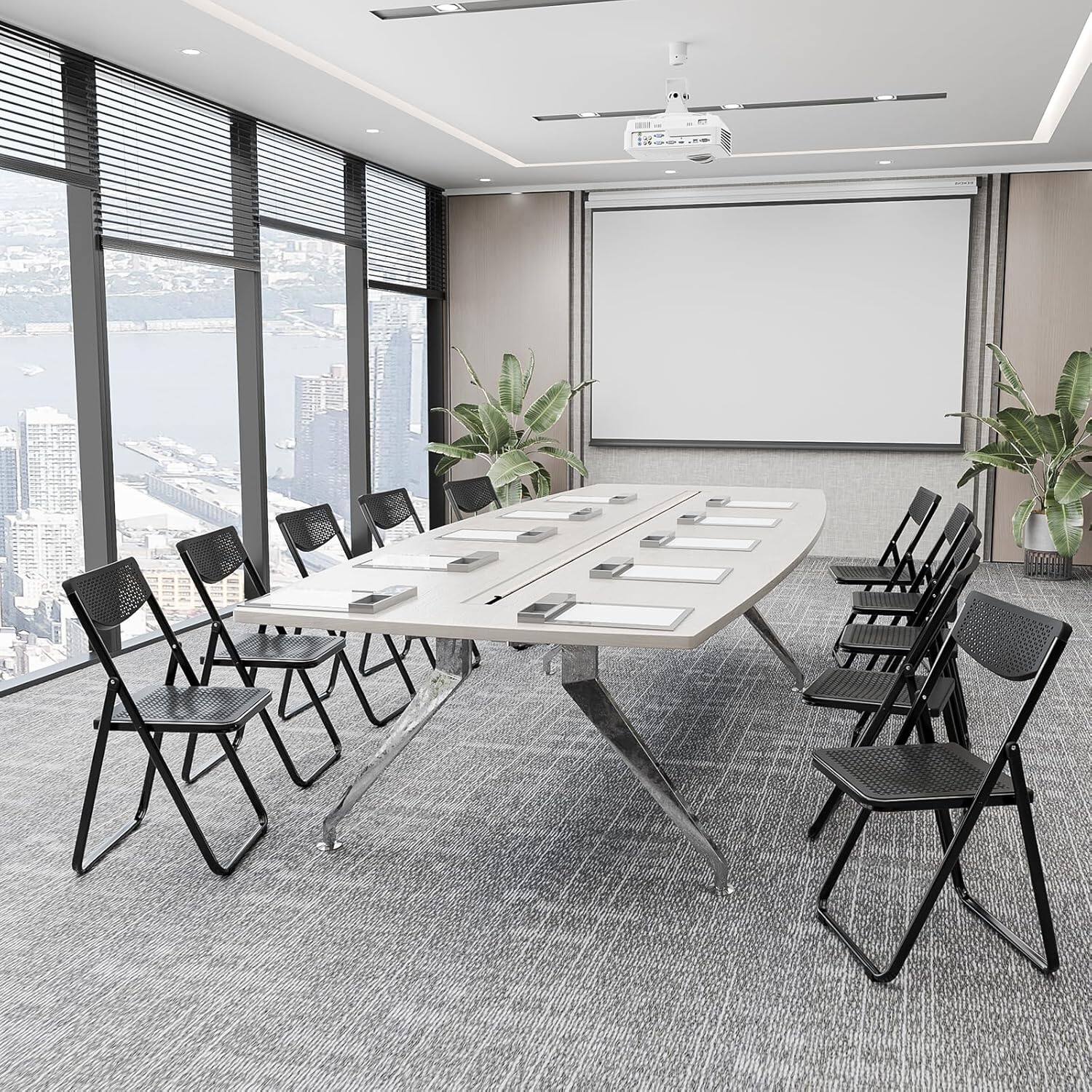 Alt View 6. Winado - Plastic Folding Chairs 6PCS, Comfortable Foldable Chair with Breathable Mesh Seat for Indoor Outdoor Party Office Dining - Black.