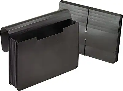 Front. Pendaflex - Plastic Wallet, 5.24" Expansion, Legal Size, Black - Black.