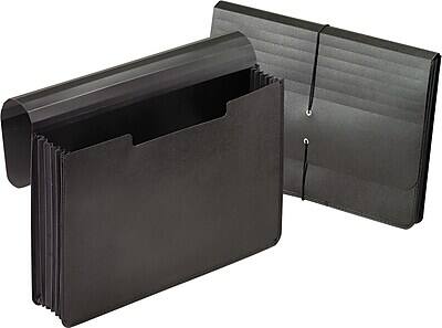 Front. Pendaflex -  Plastic Wallet, 5.24" Expansion, Legal Size, Black  - Black.