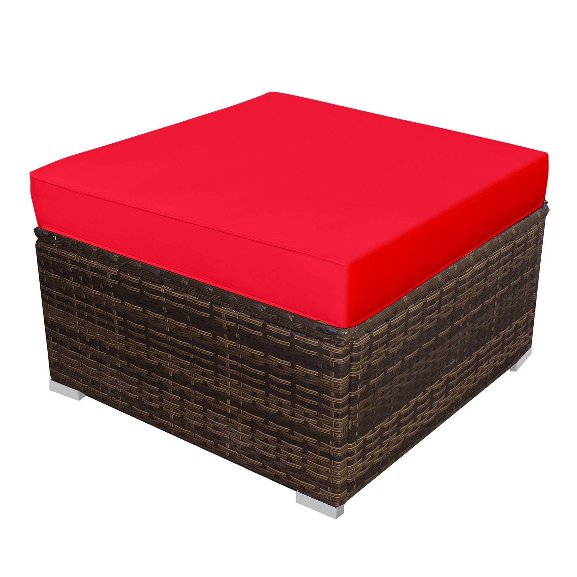 Alt View 8. Gymax - Gymax 5PCS Outdoor Patio Furniture Set w/ Coffee Table Ottoman Red Cushion - as pic.