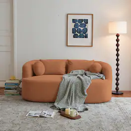 GOODSILO - Modern Memory Foam Two-Seater Sofa with Deep Seat and Premium Chenille Fabric, No Assembly Required - Orange