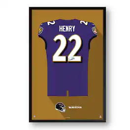 Sporticulture - Derrick Henry Baltimore Ravens Framed 27" x 39" Jersey Art Print - Multicolor