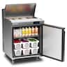Coolake - 27'' W Commercial Refrigerator Sandwich Salad Prep Table, 1 Door Sandwich Fridge with 8 GN 1/6 Pans - Silver