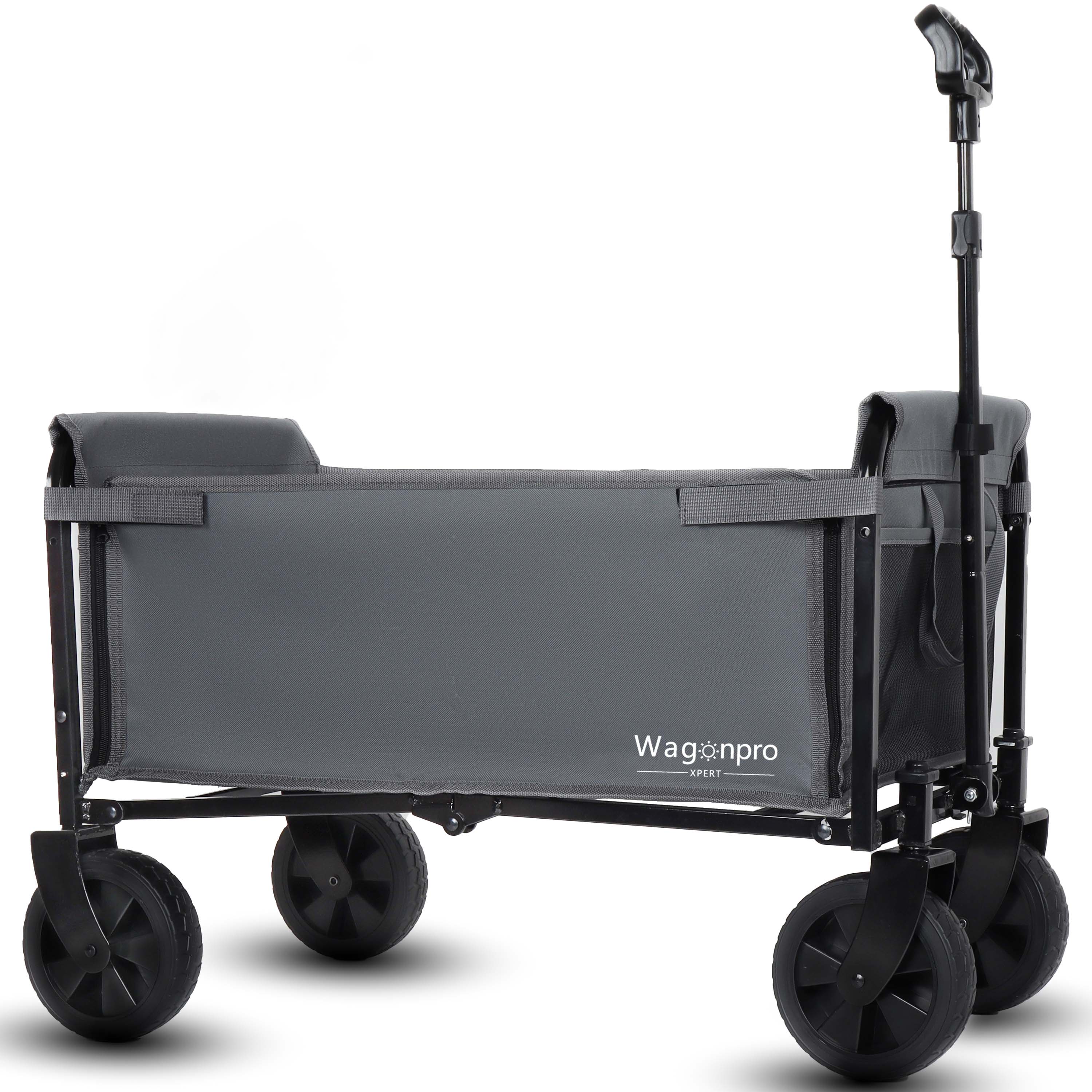 Mondawe - All-in-One Convertible Utility Carts - Bench Seat/Dog Tether w/ 360° All-Terrain Wheels - Gray