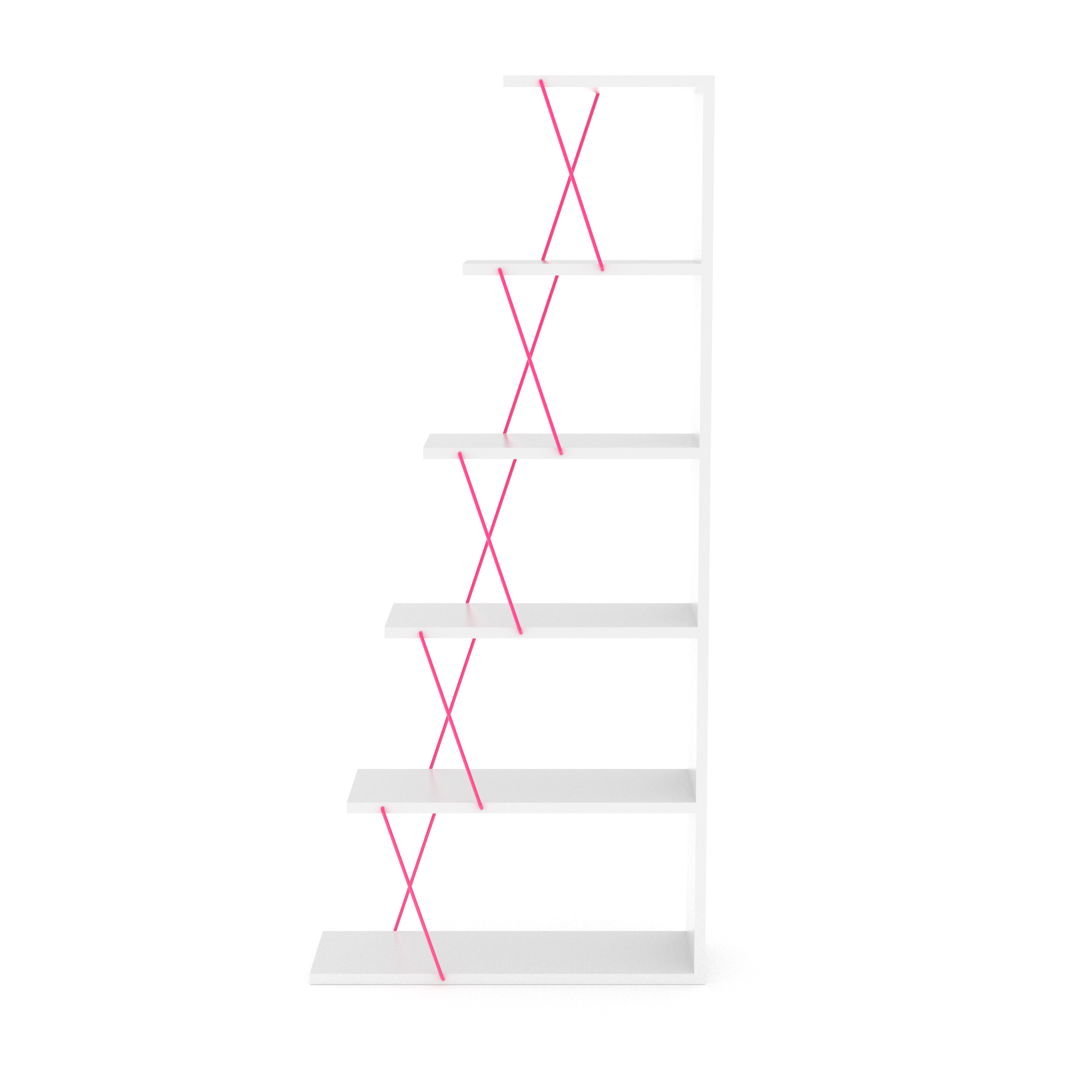 Angle. TinyHomie - Furnish Home Store Modern 5 Tier Ladder Bookshelf Organizers Narrow Bookshelf - White.
