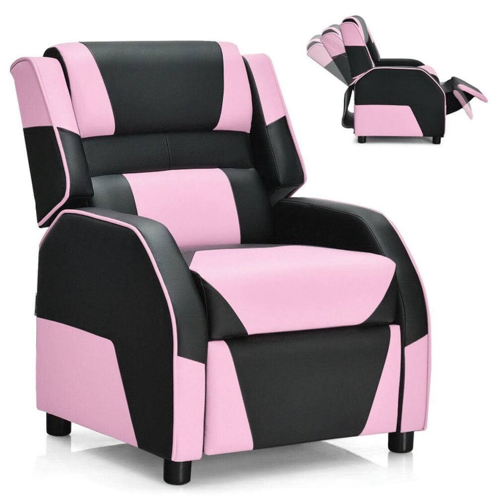 Alt View 2. Kadyn - Kids Youth PU Leather Gaming Sofa Recliner with Headrest and Footrest-Pink, Kids Chairs for Kids - Pink.