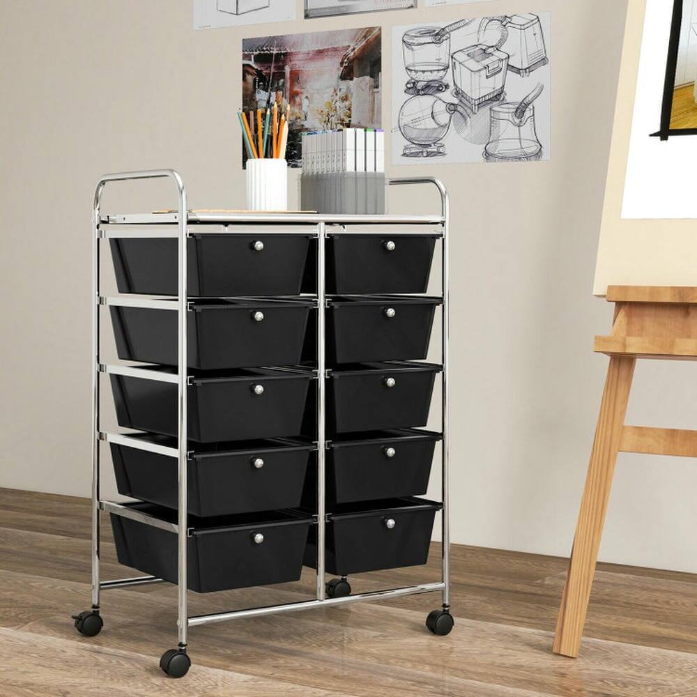 Alt View 1. Pefilos - 10-Drawer Rolling Storage Cart-Black, Craft Organizers and Storage, Multipurpose Organizer Cart for Home, Office, School - Black.