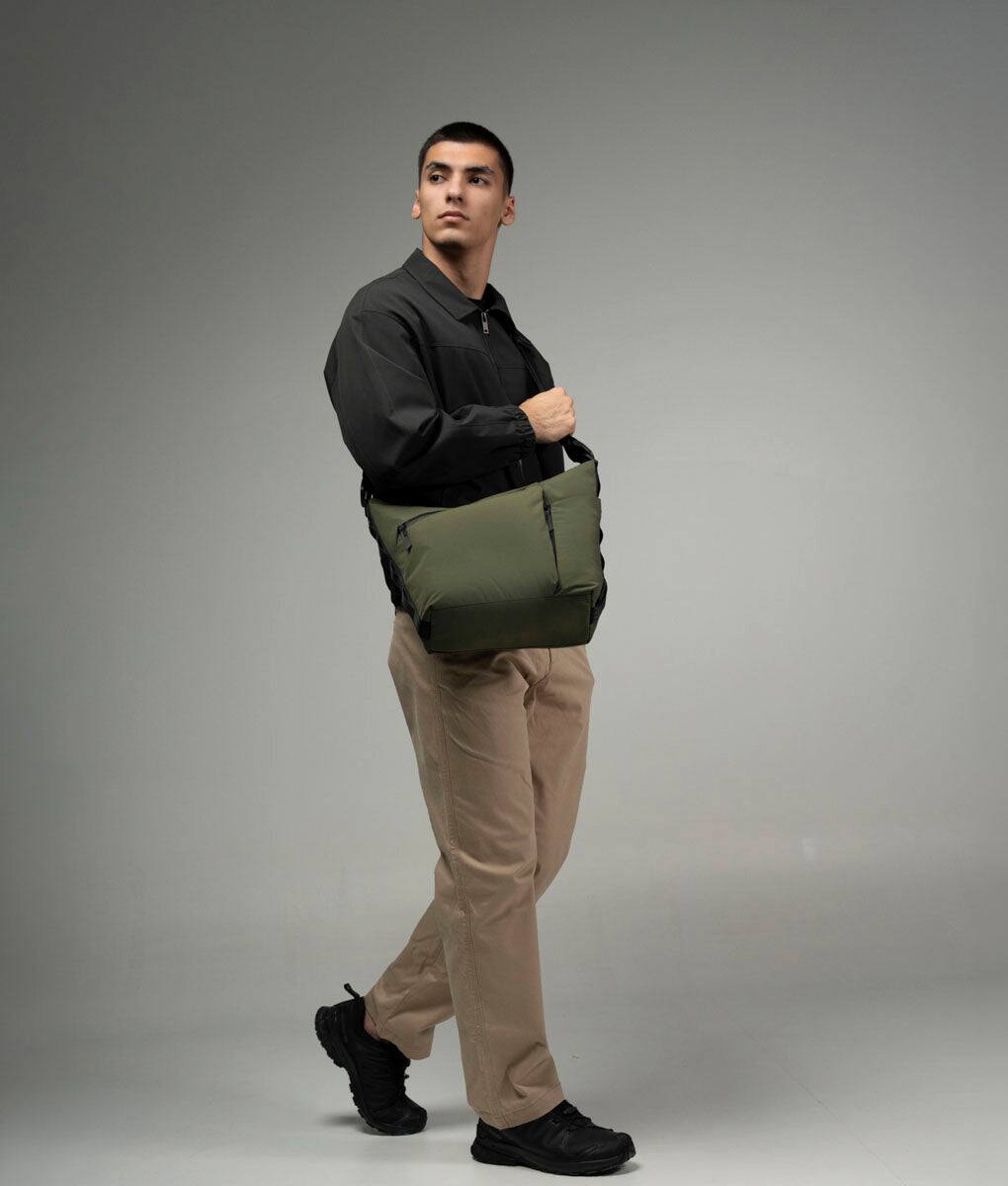 Alt View 7. ALPAKA - Flow Satchel 10L Shoulder Bag for 13" Laptop with Water Bottle Holder - Green.