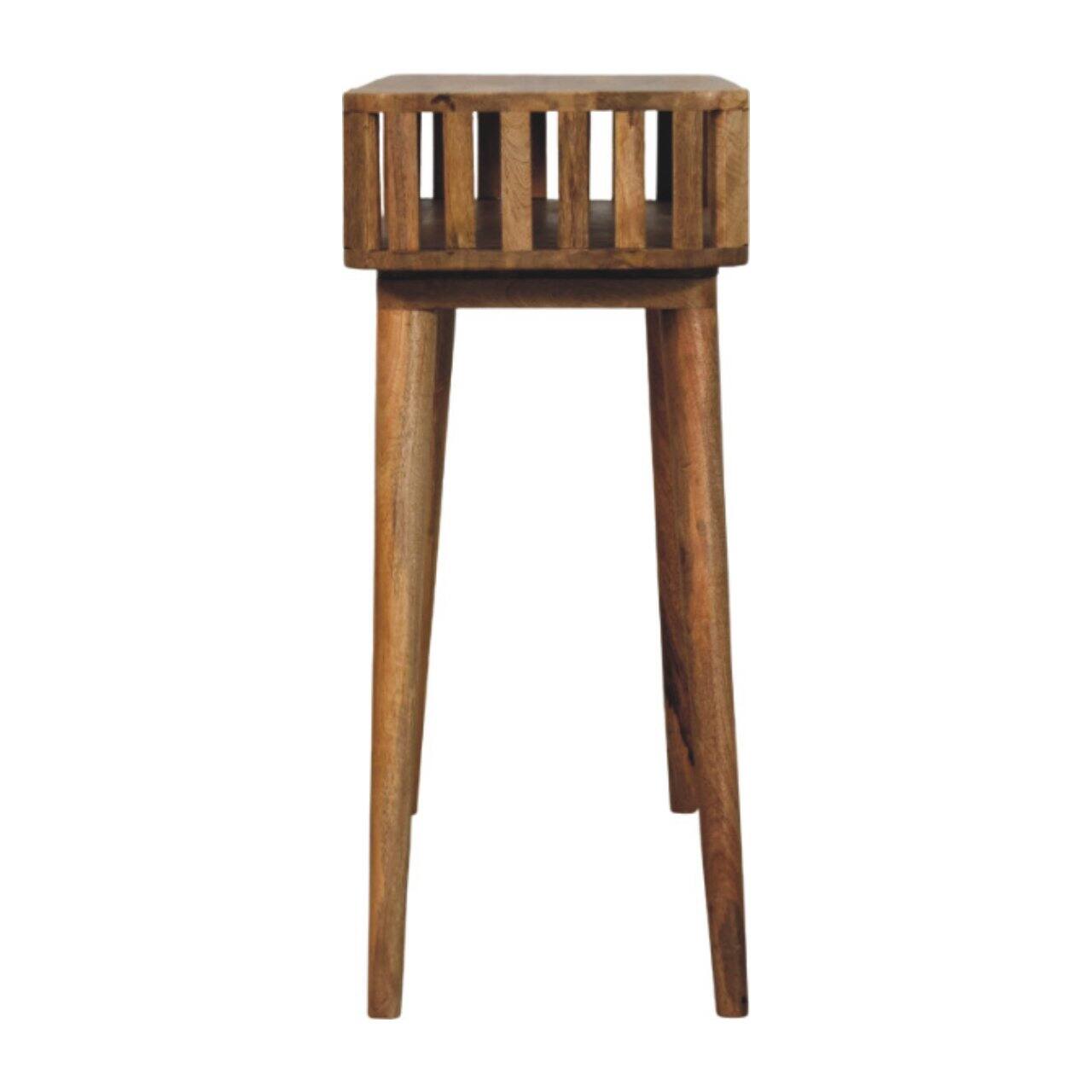 Alt View 5. Artisan Furniture - Artisan Furniture Solid Wood Slatted Oak-ish Console, 1 Shelf, Brown - Brown.