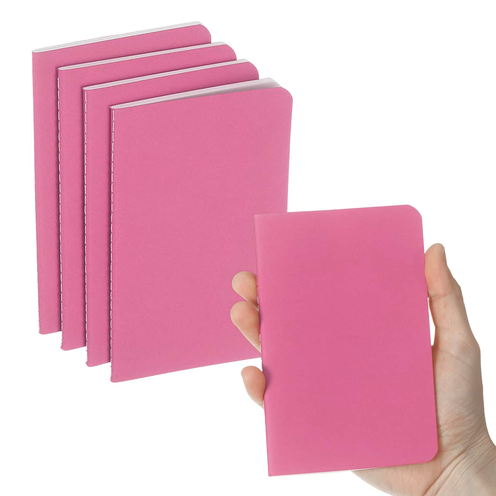 Unique Bargains - 6pcs A6 Notebook, Mini Pocket Kraft Memo Notepads Lined Sketchbook 3.5x5.5 Inch 30 Sheets for Office Travel - Hot Pink