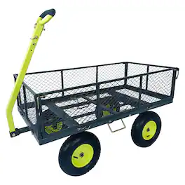 Yard Tuff - 3-in-1 Dual Side Dump Wagon with Fold Down Sides and 1000 lb. Capacity - Gray/Green