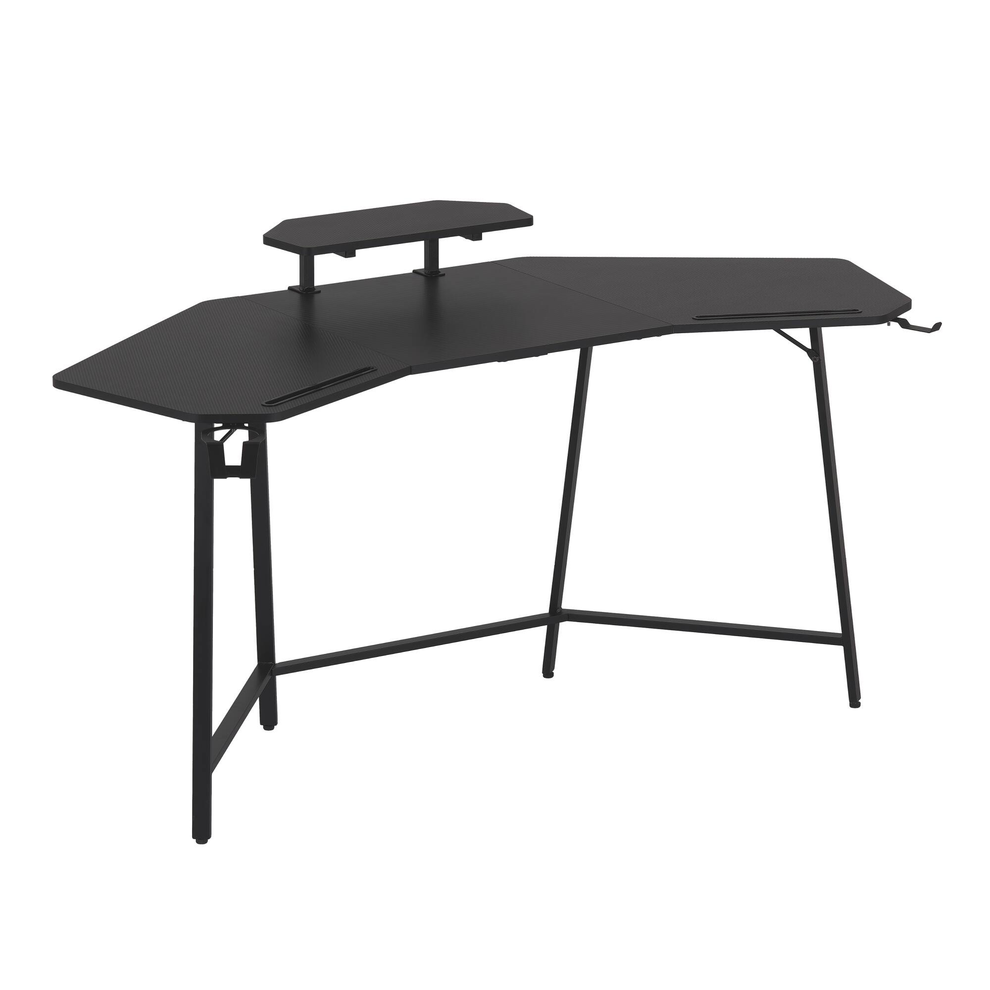 Alt View 6. GOODSILO - Premium Gaming Desk with Integrated Shelf and Convenient Accessory Holders for Enhanced Gaming Experience - Black.