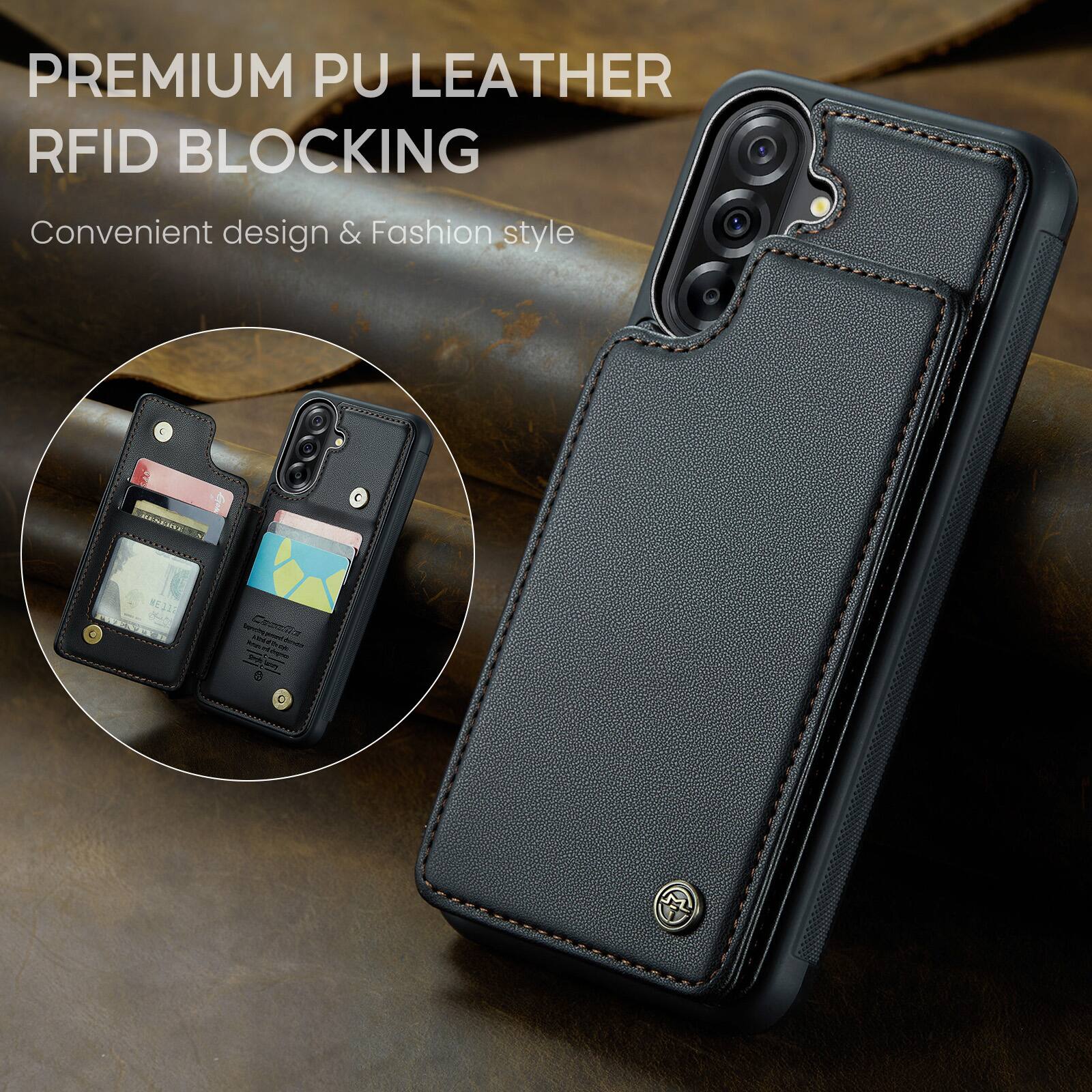 PREMIUM PU LEATHER RFID BLOCKING  
Convenient design & Fashion style