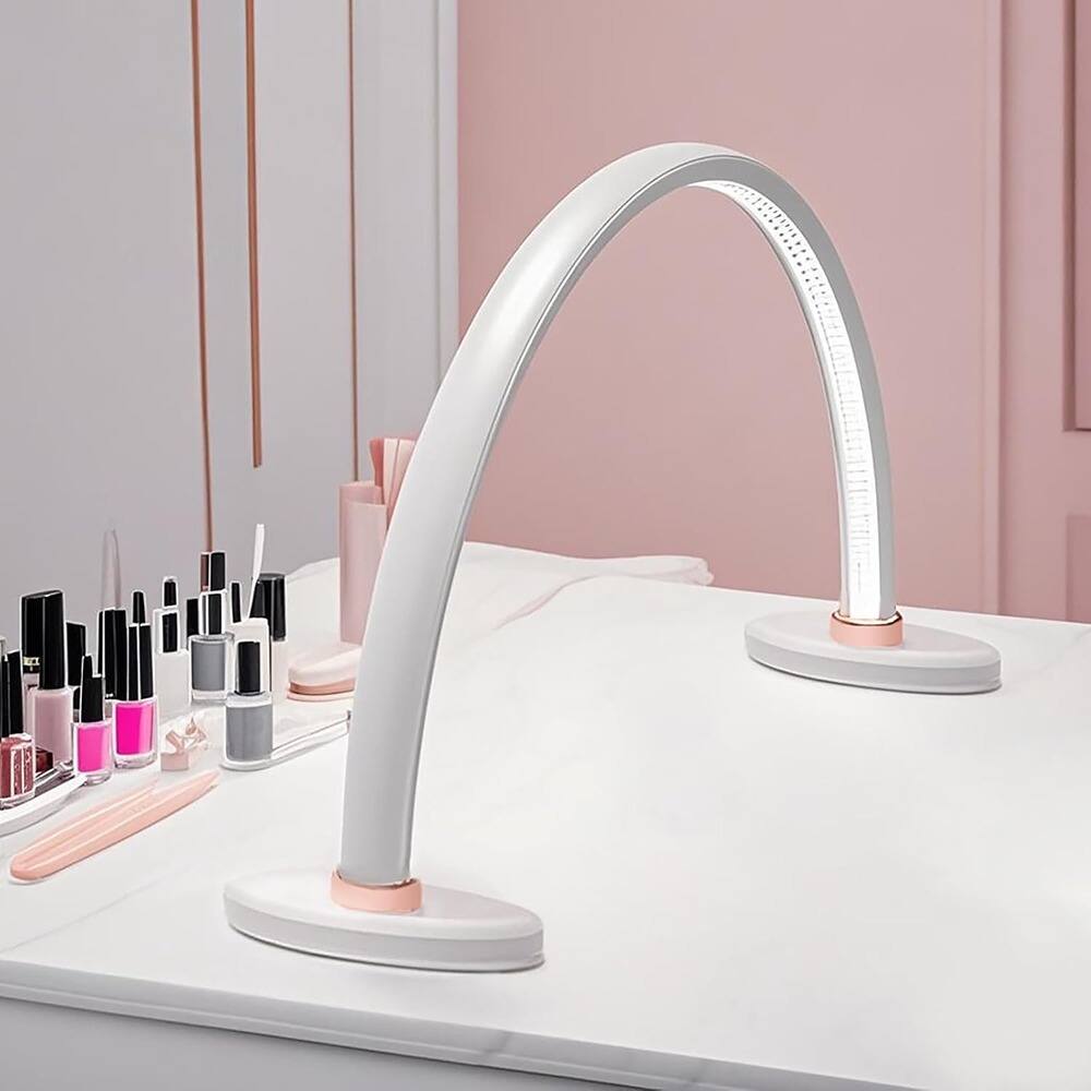 Front. MOSZAR LLC - 16" Half Moon Nail Desk Lamp, Portable LED Ring Light, Adjustable Brightness.